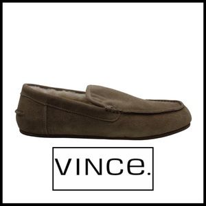 VINCE Shearling Lined Gino Slipper/Chocolate Suede